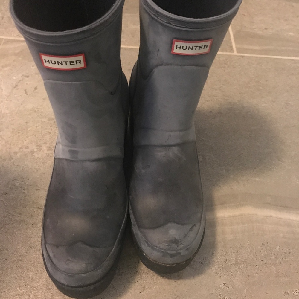 Hunter wedge boots navy